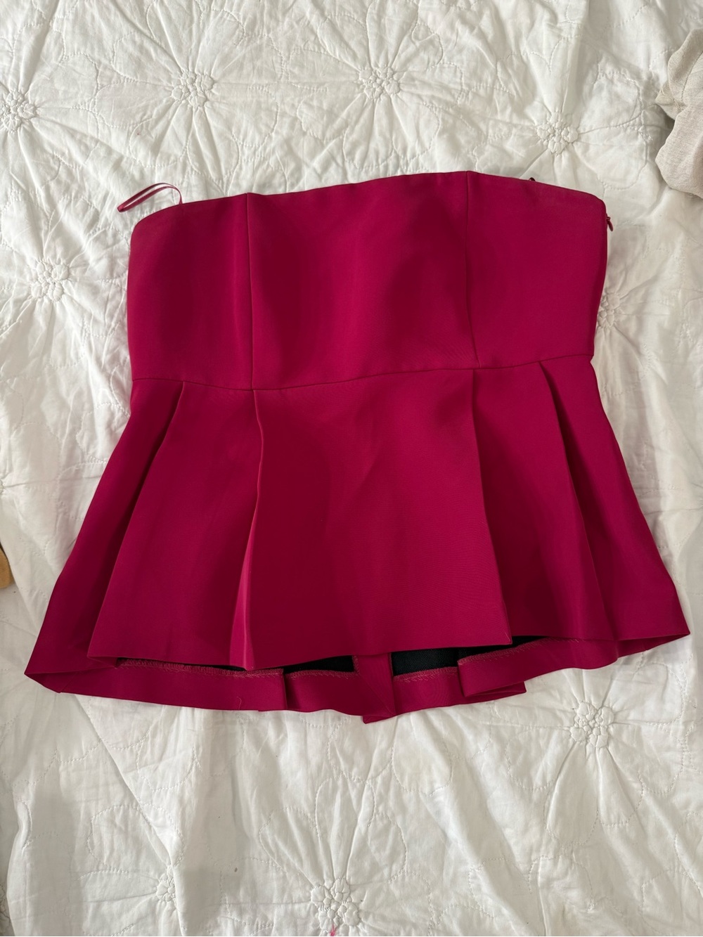 Zara Hot Pink Strapless Peplum Top